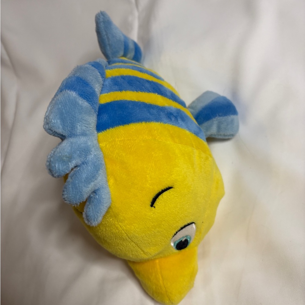 Disney Flounder from The Little Mermaid Yellow and Blue Fish Plush - Picture 4 of 10
